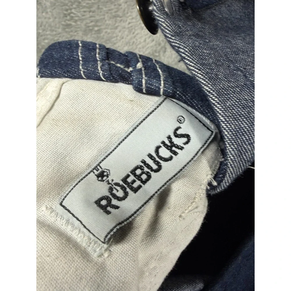Vintage Roebucks Denim Bib Overalls Men's 46x29 Dark Wash USA Workwear